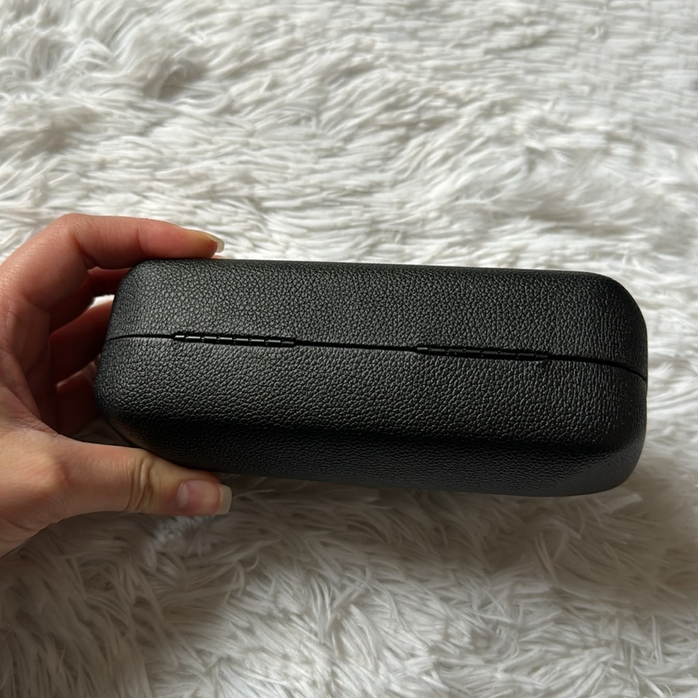 BALENCIAGA EXTRA LARGE BLACK LEATHER SUNGLASSES CASE WITH DRAWSTRING POUCH NEW - Picture 7 of 14